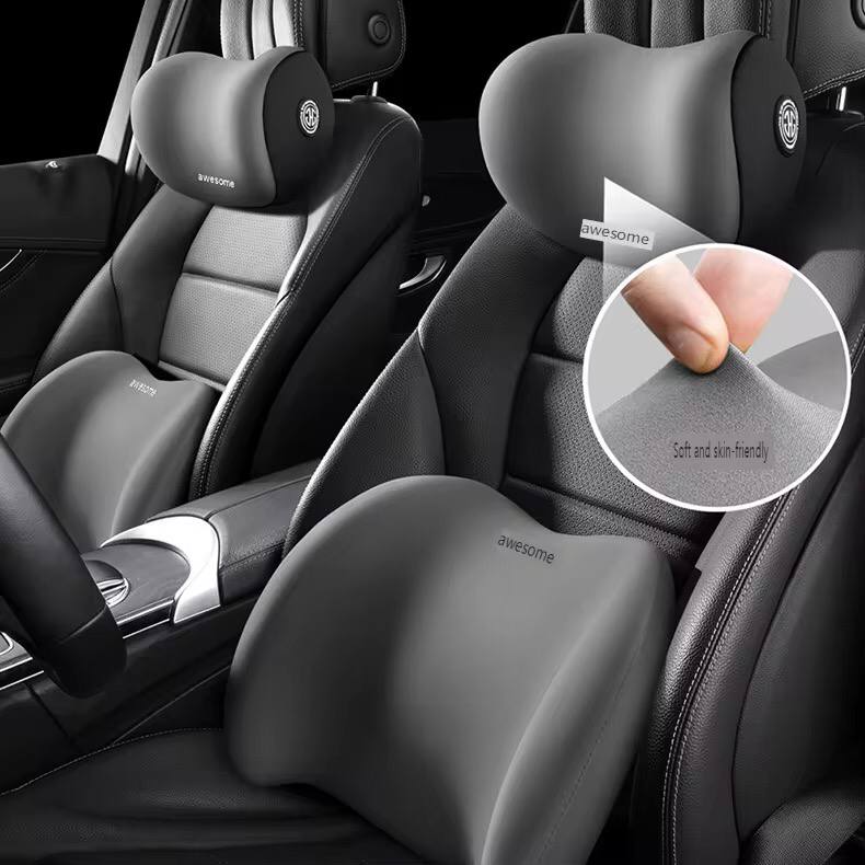 🚘💺 OREILLER DE SOUTIEN LOMBAIRE & OREILLER CERVICAL POUR VOITURE Conduisez en tout confort avec notre kit complet pour siège auto !