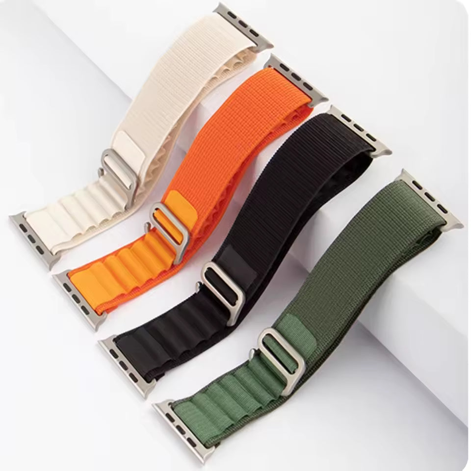 Bracelet alpine pour Apple Watch Ultra Band, Bracelet Correa en nylon et acier inoxidable, iWatch Series 9, 8, SE, 4, 3, 7, 6, 5, 49mm, 45mm, 44mm, 42mm, 40mm, 41mm, 44mm 38mm