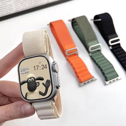 Bracelet alpine pour Apple Watch Ultra Band, Bracelet Correa en nylon et acier inoxidable, iWatch Series 9, 8, SE, 4, 3, 7, 6, 5, 49mm, 45mm, 44mm, 42mm, 40mm, 41mm, 44mm 38mm